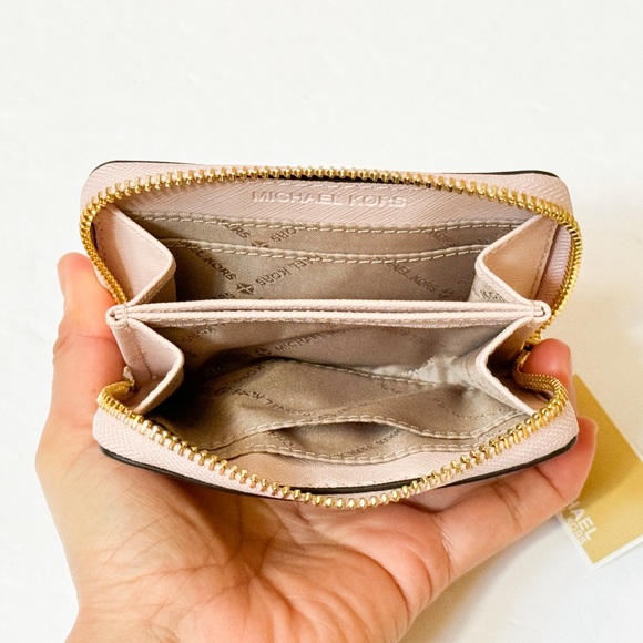 Michael Kors Jet Set Travel Card Case Zip Around Wallet Pink Powder Blush - Picture 3 of 11